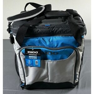 Igloo MaxCold Trek Extreme 36 Can Cooler Bag Blue Gray Insulated Soft Side New